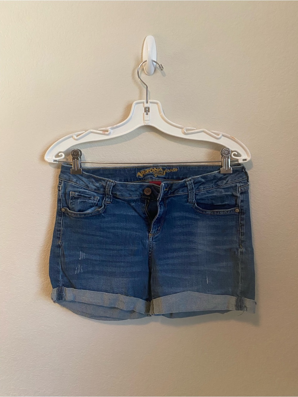 Arizona Jean Company Rolled Hem Medium Blue Denim Shorts